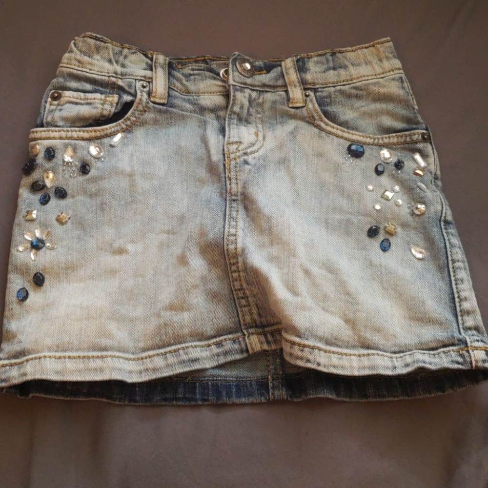 Embellished Denim Skirt